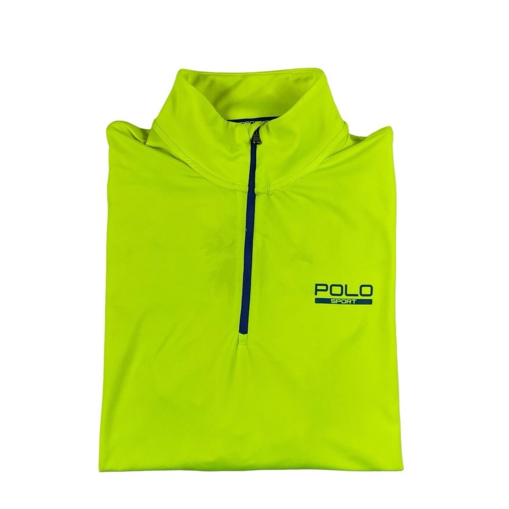 Polo Ralph Lauren Sport Performance Mens 1/4 Zip Pullover Neon Yellow Large